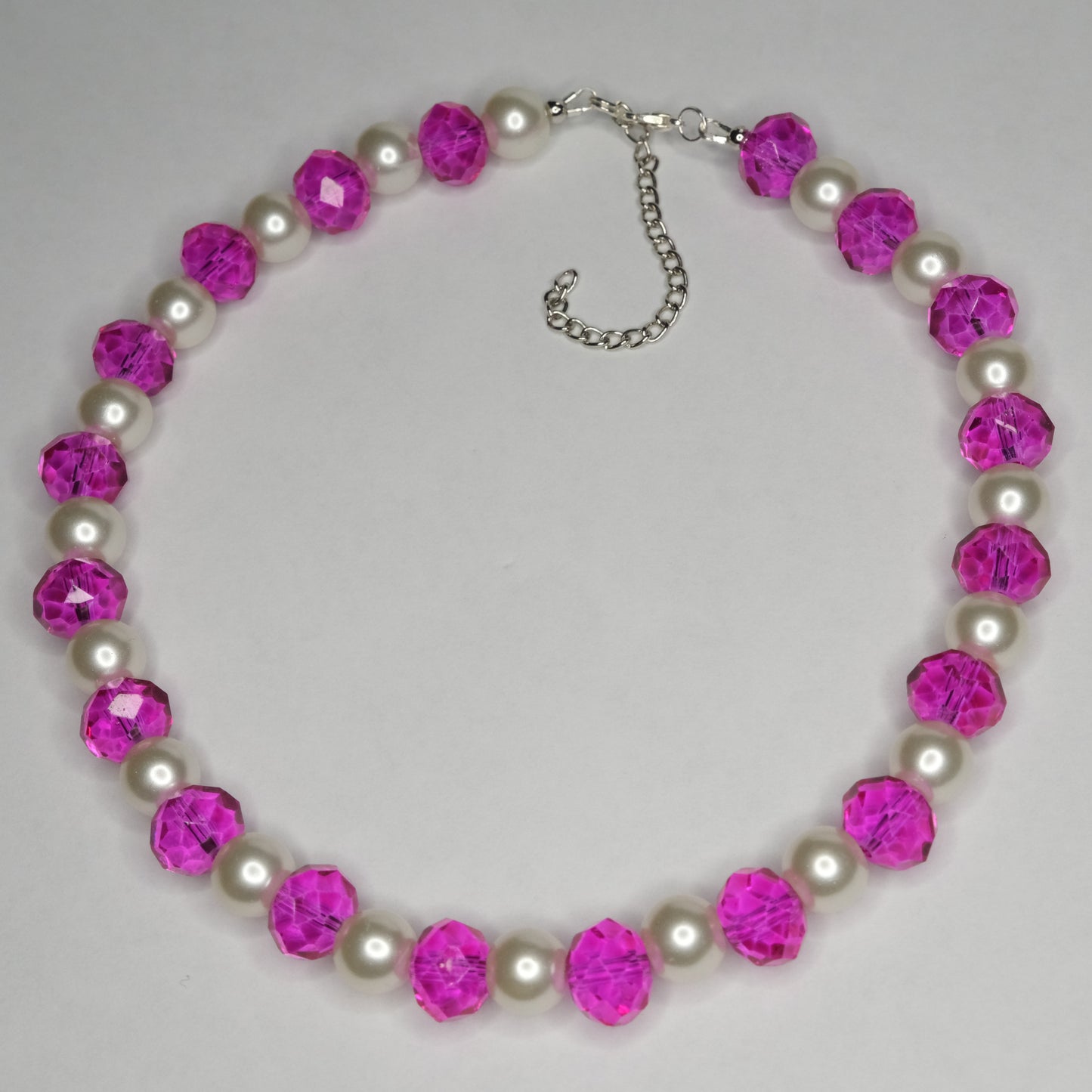 Kaklo papuošalas "Pink glass & pearls"