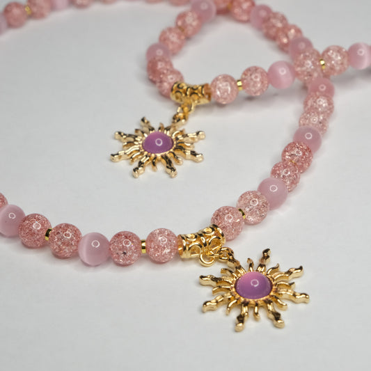 Auto veidrodėlio aksesuaras "Pink sun"