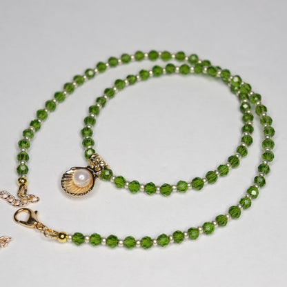 Kaklo papuošalas "Green seashell"