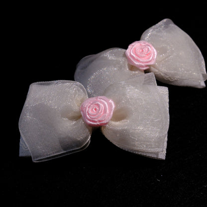 Gumytė "Mini rožytė su baltu kaspinu"