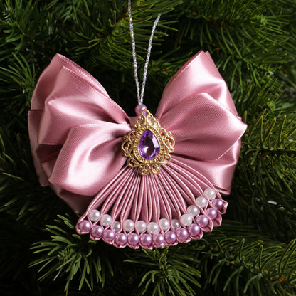 Eglutės žaisliukas "Pudrinis rožinis kaspinas"