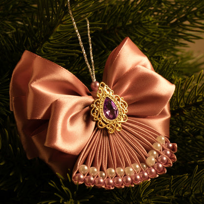 Eglutės žaisliukas "Pudrinis rožinis kaspinas"