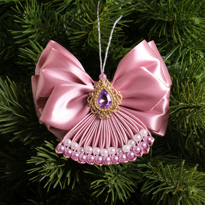 Eglutės žaisliukas "Pudrinis rožinis kaspinas"