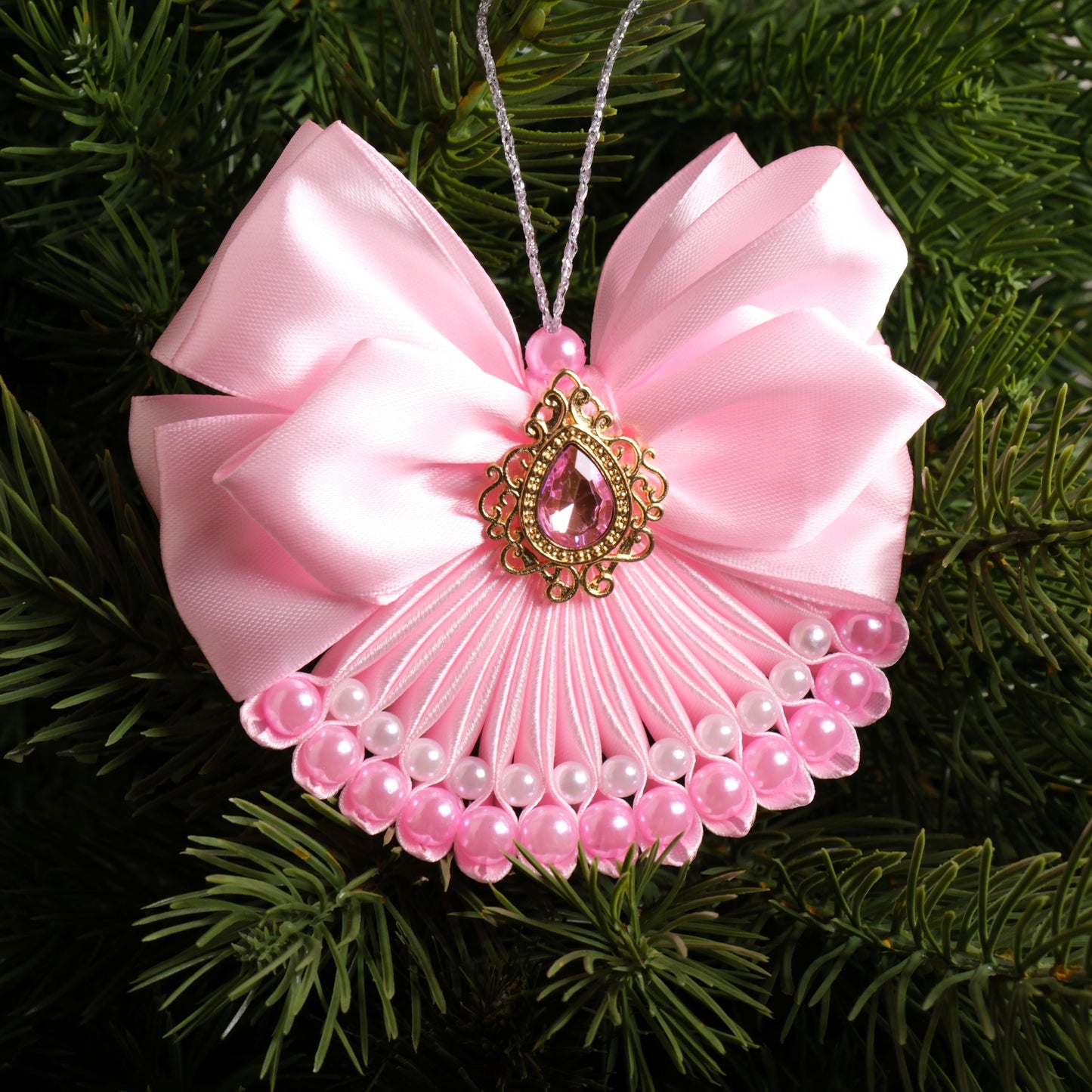 Eglutės žaisliukas "Rožinis kaspinas"